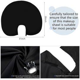 Capa corta de maquillaje para mujeres y hombres, mini babero de maquillaje, capa de corte de pelo para maquillador, champú, salón de belleza, estilo artista (negro)