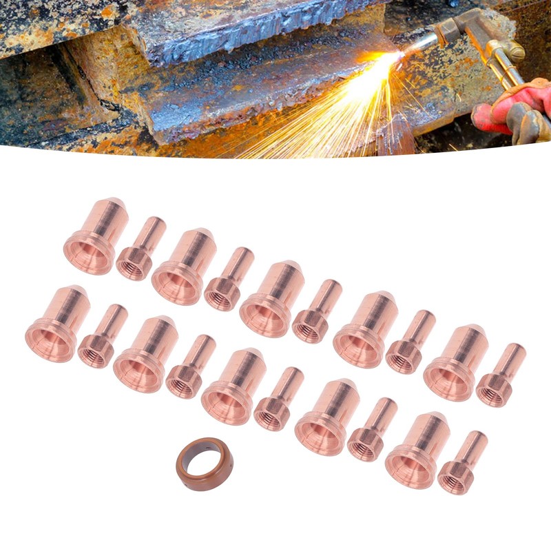 21Pcs Electrode Nozzle Set Brass 1.3mm Dia Nozzles Plasma Cutting