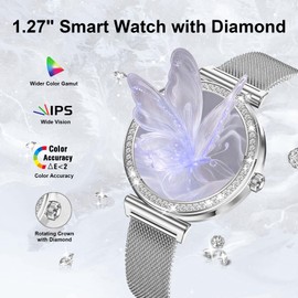 Smart Watch for Women with 3 Straps Bluetooth Calling 1.27" HD Touch Screen Small Fitness Tracker with 100+ Sports Modes Heart Rate Sleep Monitor DIY Dial Smartwatch Compatible with Android & iOS