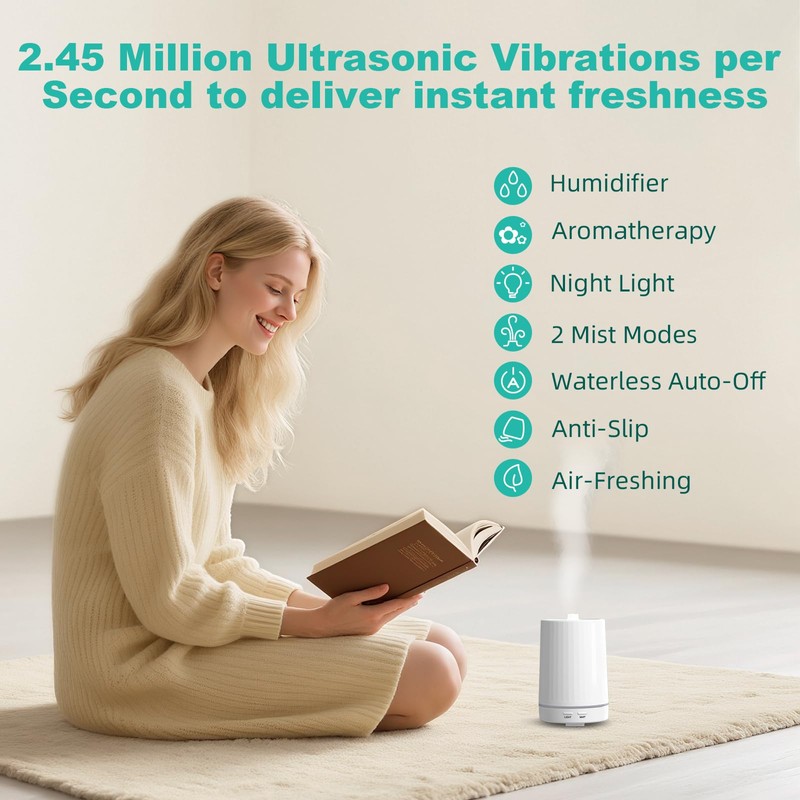 Aroma Diary Essential Oil Diffuser, 110ml 2-in-1 Small Aromatherapy Diffuser