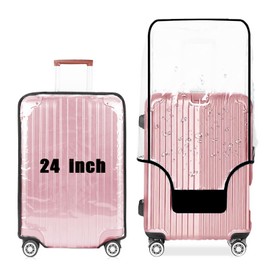 GigabitBest 24 Inch Clear PVC Luggage Cover, 0.2mm Thick Lightweight Waterproof, Dustproof, Anti-Scratch Suitcase Cover, Luggage Covers for Suitcase TSA Approved, Fits 23"-25" Wheeled Luggage