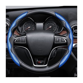 Adunsiaoto Car Steering Wheel Cover, Carbon Fiber Anti-skid Car Wheel Cover Accessories, Steering Wheel Cover Leather, Universal Soft Anti-Slip Breathable Car Steering Wheels, Anti Slip(Blue)
