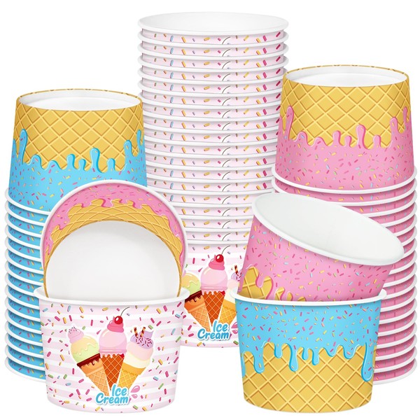 60PCs Ice Cream Bowls, 9oz Ice Cream Containers Disposable Paper