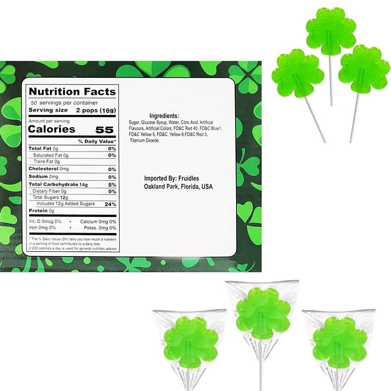 St. Patrick's Day 500-Pack Green Shamrock Lollipops, 8-Gram Individually Wrapped