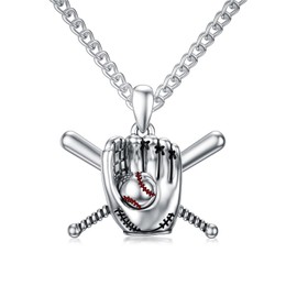 Seiyang Baseball Necklace 925 Sterling Silver Baseball Glove Necklace Baseball Chain Pendant Sport Jewellery Gifts for Men Baseball Lover