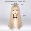 Peluca Rubia Natural Larga Pelo Liso Cosplay Mujer Dama