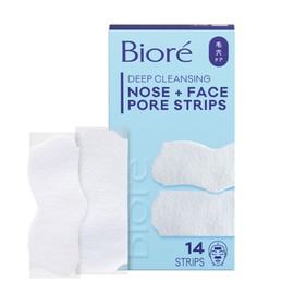 Bioré Nose+Face Blackhead Remover Strips, Deep Cleansing Strips for Nose, Chin, or Forehead, Instant Blackhead Removal and Pore Unclogging, Oil-free, Non-Comedogenic Use, 14 Count