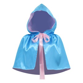Bvxmsel Blue Fairy Cosplay Godmother Costume Hooded Cloak Cape Womens Princess Costume with Star Wand for Party Dress Up