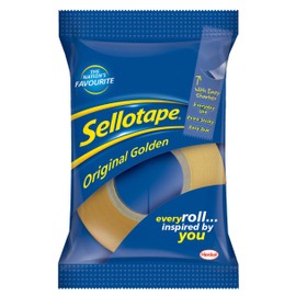 Sellotape Original Golden, Multi-Purpose Clear Tape for Household Objects, Clear Packing Tape for Sticking Envelopes or Cards, Easy to Use Packaging Tape, 24mm x 33m, Pack of 6