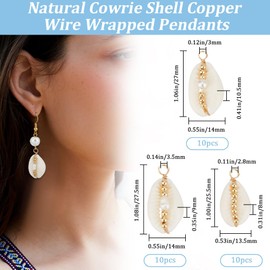 Beebeecraft 1 Box 30Pcs Natural Shell Charms Bulk Summer Ocean Beach Seashells Charm with Gold Brass Beads Beaded Cowrie Shell Charms for Jewelry Making Earrings Necklaces Bracelets DIY Crafts