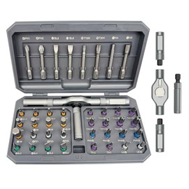 Virellisee 42 in 1 Ratchet Screwdriver Set, Multi-Bit Magnetic Screwdriver Set with Storage Box, Portable Compact Repair Tool Kit for Furniture Computer, Bicycle, Gray