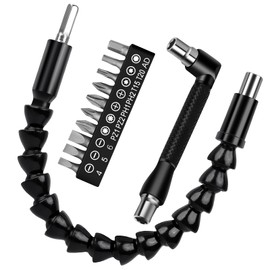Flexible Drill Bit Extension, 11.6 inch Super Bit Screwdriver Extension Kit, Manual 90° Right Angle Drill Attachment, 1/4 Flexible Extension for Drill, Screwdriver Bit Set