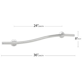 Seachrome 36 inch Bathroom Wave Grab Bar Polished Finish