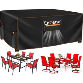 Enzeno Garden Table Cover, Waterproof, Winterproof Tarpaulin, Garden Furniture, 420D Oxford Fabric, Protective Cover, Garden Table, Garden Furniture, Seating Set, Rectangular, 150 x 90 x 74 cm