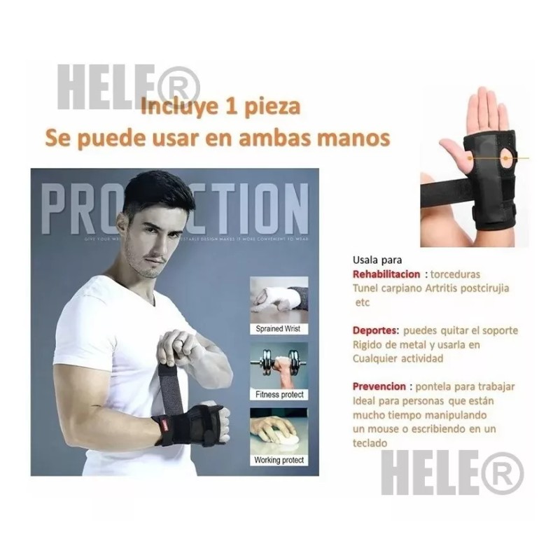 Hele Muñequera Rigida Ortopedica Deportes Rehabilitacion Ferula