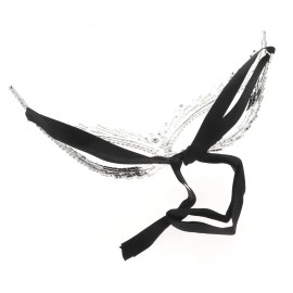 Silver Tone Metal Austrian Crystal Rhinestone Evening Mask M1327-SAB