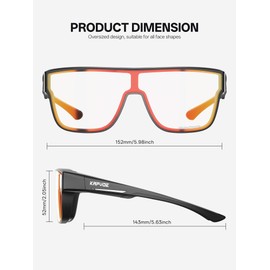 KAPVOE Photochromic Photochromic Sunglasses UV400 Protection Over Glasses for Glasses Wearers Oversized Square Sunglasses for Men and Women TR90 Frame Golf Driving Fishing Cycling Glasses