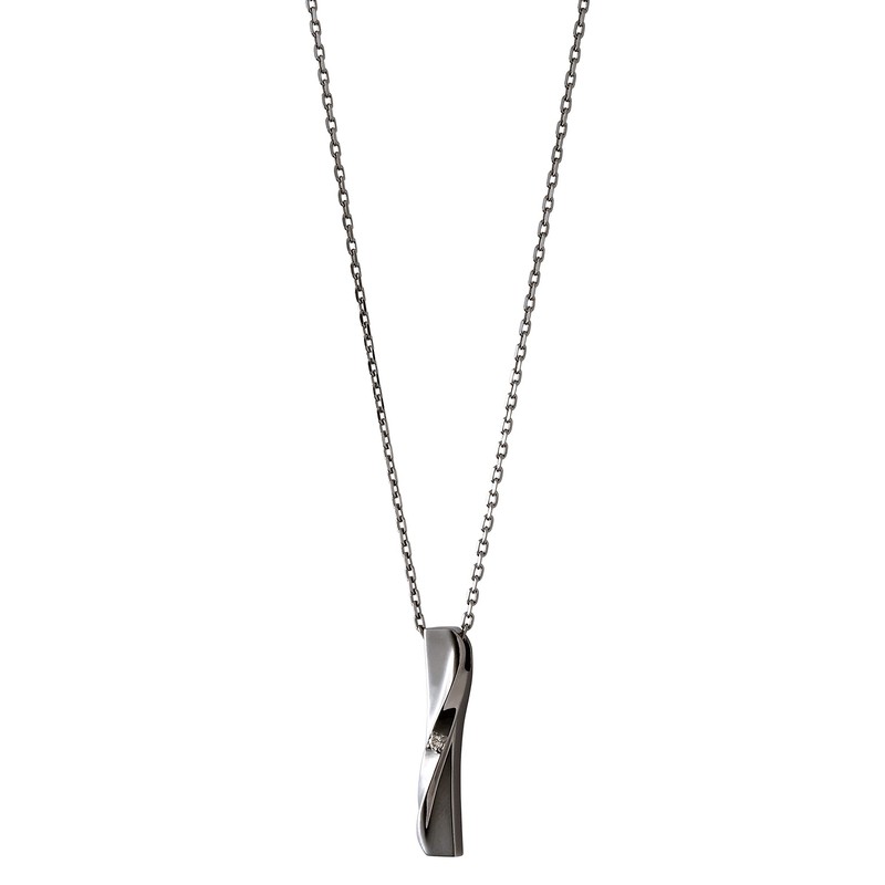 The Kiss SPD1835DM Diamond Black Rhodium Plated Silver Necklace, Silver,
