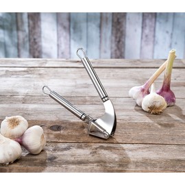 PEARL Knobi Press - Massive XL Stainless Steel Garlic Press Folding Hole Strainer 20cm (Large Garlic Press, Garlic Squeezer, Cleaning)