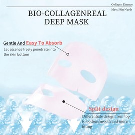 Bio Collagen Deep Hydration Mask, 8 Stück Collagen Maske, Anti-Wrinkle Lifting Facial Mask, Bringt Die Haut Wieder zu Festigkeit und Elastizität, Reduziert Feine Linien und Falten