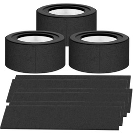 HS-1944 Replacement Filter for Crane EE-5067 Air Purifier, 3 Pack H13 True HEPA and 6 Pack Activated Carbon Pre-Filter