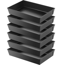 RimCereal 6 Pcs Detroit Style Pizza Pan 10 x 14 x 2.36 Inch Non Stick Rectangle Deep Pizza Pans Pre Seasoned Carbon Steel Sicilian Style Pan Dish Bakeware Kitchenware