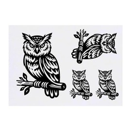 Azeeda 4 x 'Weise Eule' Temporäre Tattoos - Wasserfest, Hautfreundlich & Ungiftig · Transfers in Verschiedenen Größen (TO00073130)