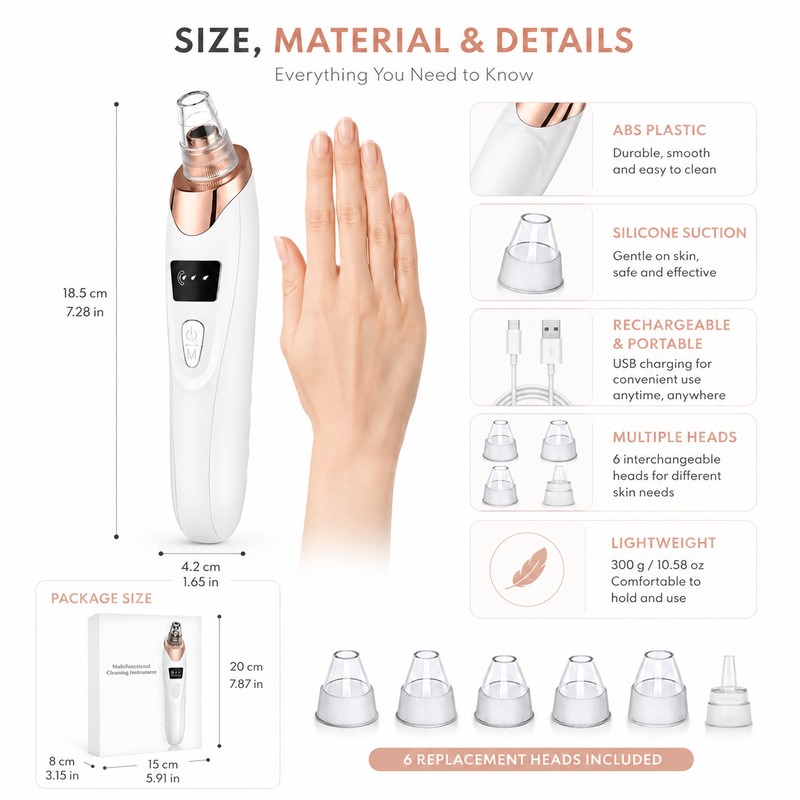 Professional Blackhead Vacuum for Pore Care – Rechargeable Facial Suction