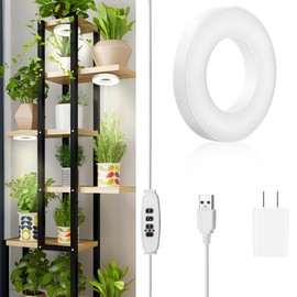 Ceiling Grow Light for Indoor Plants, 48 LEDs Full Spectrum Grow Lamp, Small Hanging Plant Lamp with Timer Auto On Off 4 8 12 Hrs, 10 Level Dimmable for Plant Shelf, Ideal for Small Plants