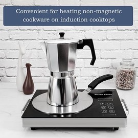 ACTIV CUISINE 7.9 Inch Heat Diffuser for Glass Cooktop, Stainless Steel Induction Adapter Simmer Plate, Gas Stove Converter Disk with Detachable Handle