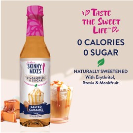 Jordan's Skinny Mixes Sugar Free Coffee Syrup, Salted Caramel Coffee Flavoring Syrup, Naturally Sweetened Zero Calorie Drink Mix, Lattes, Baking or Protein Shake, Dairy & Gluten Free, 12.7 Fl Oz