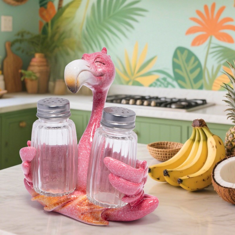 Hodao Flamingo Figurines Decorations with Salt and Pepper Shaker Flamingo