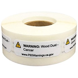 California Proposition 65 Wood Dust Warning Labels Short Form .5 x 1.5 Inch 500 Adhesive Stickers