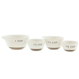 Neutral White & Brown Ceramic Measuring Cup Set