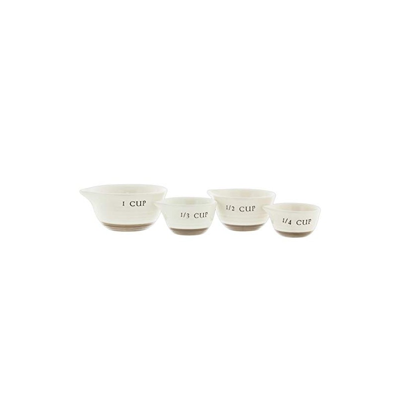 Neutral White & Brown Ceramic Measuring Cup Set