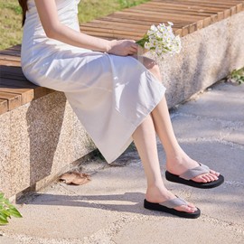 GOEWY - Sandalias de pana para mujer, con soporte para el arco, para yoga, cómoda, para verano, playa, caminar, para caminar, para interiores y exteriores, Gris Negro, 6 Women/5 Men