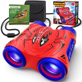 Binocolo Bambini con Bussola e Guida Uccelli, Binocoli Regalo Bambino Gioco Bimbo 3 4 5 6 7 8 9 Giochi Esterno Giardino Bambini Giocattoli Bambino 3-12 Anni Maschio Compleanno Pasqua Regalos