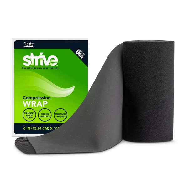 STRIVE Compression Infrared 6"x100" Therapy Wrap for Wrist, Arm, Leg, Ankle, Elbow. Enhances Blood Flow, Reduces Swelling, Accelerates Healing. Black, Made in the USA