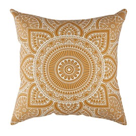 TreeWool (Pack of 2 Mandala Accent Cushion Covers in 100% Cotton Fabric (45 x 45 cm / 18 x 18 Inches, Mustard)