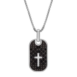 Timeless Love - 1/4 CT Black Treated Diamond - Dog Tag Pendant Necklace - Luxury Handcrafted Necklaces for Men