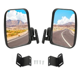 KUAFU Side View Mirror Set Compatible with 2013+ Polaris Ranger XP 900 Lock N Ride Cab Frame (Not for Round Roll Bars) Rear View Rearview Mirrors Left & Right