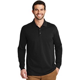 Port Authority EZCotton Long Sleeve Polo Shirt Black