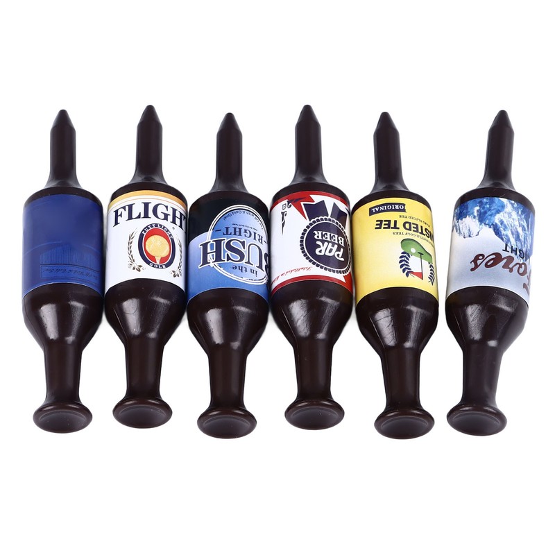 6PCS Mini Beer Bottle Golf Tees Plastic Funny Golfing Tees