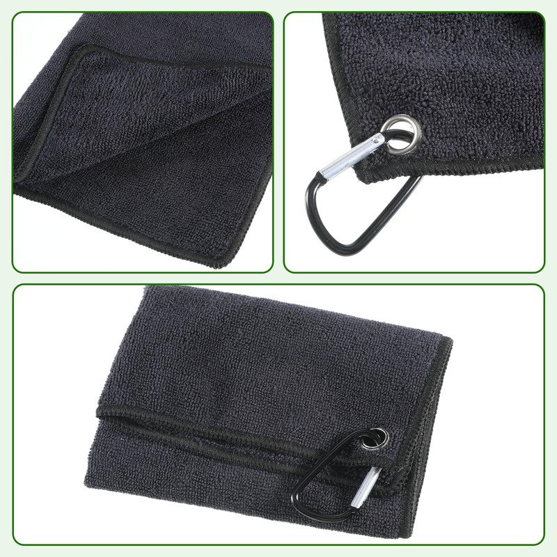 Bruislard 2 Pack Black Golf Towel with Carabiner Clip 12"