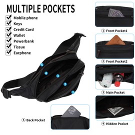 GERIINEER Bumbag Fanny Pack for Women Men Waterproof Waist Pack with 5 Zipped Pockets Bum Waist Bag for Dog Walking Climbing Hiking Travel Outdoor Sport