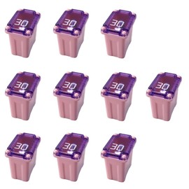 GAOLAOSY 10PCS 30 Amp Car Micro Cartridge Fuses, Slow Blow FMM Mcase Type Fuses Replacement, Low Profile Mini Jcase Female Fuse, Universal Box Shaped Auto Fuse Accessories for Truck Car SUV(30A)