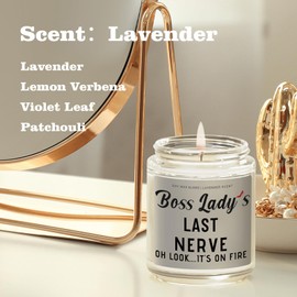 Boss Lady Gifts for Women-Boss Gifts for Women Lavender Candles(7oz) Best Boss Gifts for Women Funny Boss Gifts for Female Boss Manager Supervisor Bosses Day Gifts for Women Boss Christams Gifts