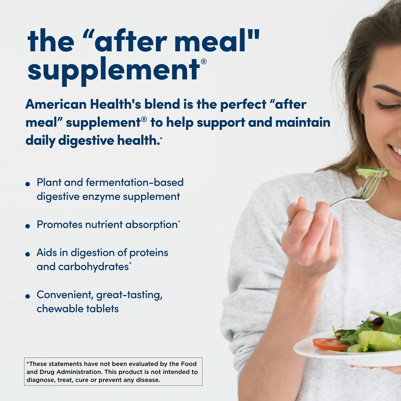 American Health Enzymes Chewable Original Papaya Enzyme 600 Tablets -