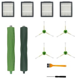 RegBogen Accessories Set Compatible for iRobot Roomba I, E & J Series Vacuum Cleaners 1 pair Main Brush, 4 Hepa Filters, 4 Side Brushes & 1 Set Cleaning Tool Replacement Parts, 9 Pcs