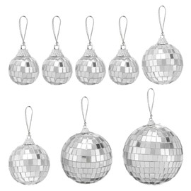 MECCANIXITY 32 Pcs Disco Ball Mirror Ball, 1, 2, 3, 4 Inch Hanging Disco Balls with Hanging Ring for Party Dance Wedding Stage Festival Christmas Club Home Decoration, Silver